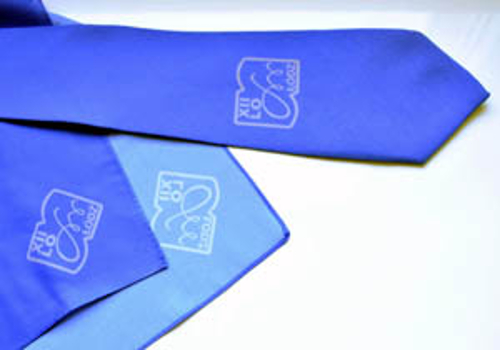 krawat i apaszka w barwach i logo szkoły